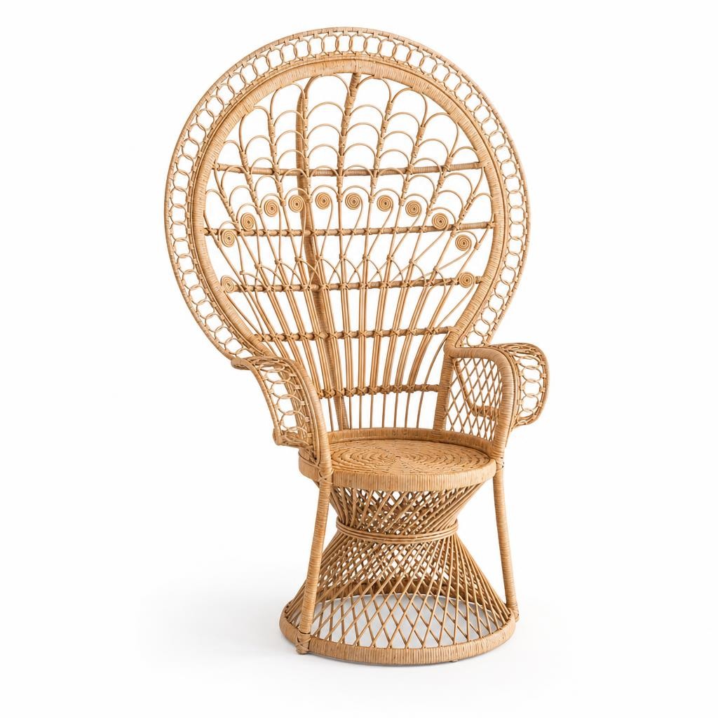 Fauteuil Paon en Rotin Naturel Tressé - Style Emmanuelle