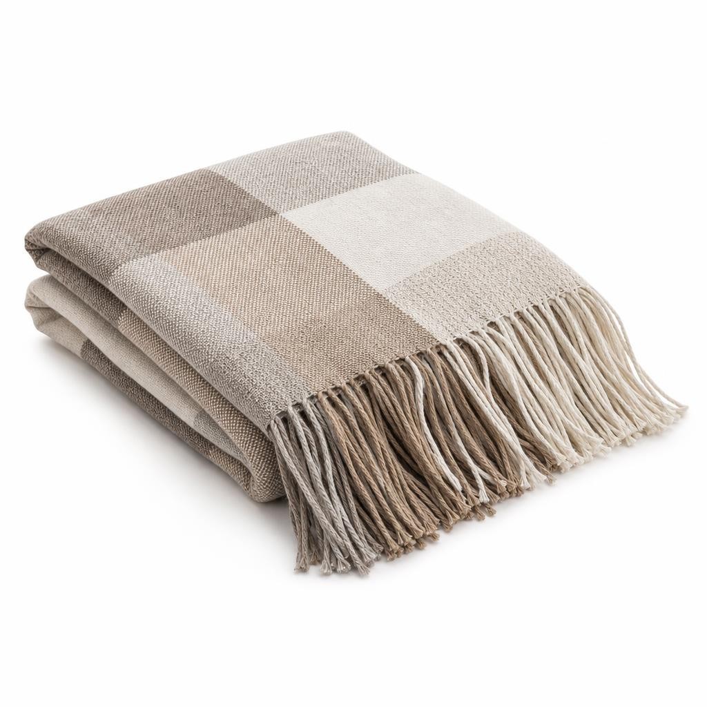 Plaid Jeté de Canapé Bohème en Coton Tissé à Franges 130x170 cm