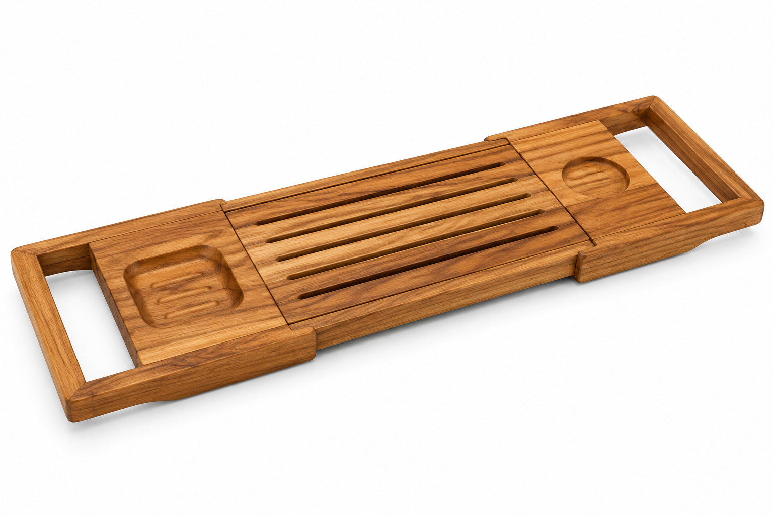 Plateau de Baignoire Extensible en Teck avec Porte-Savon
