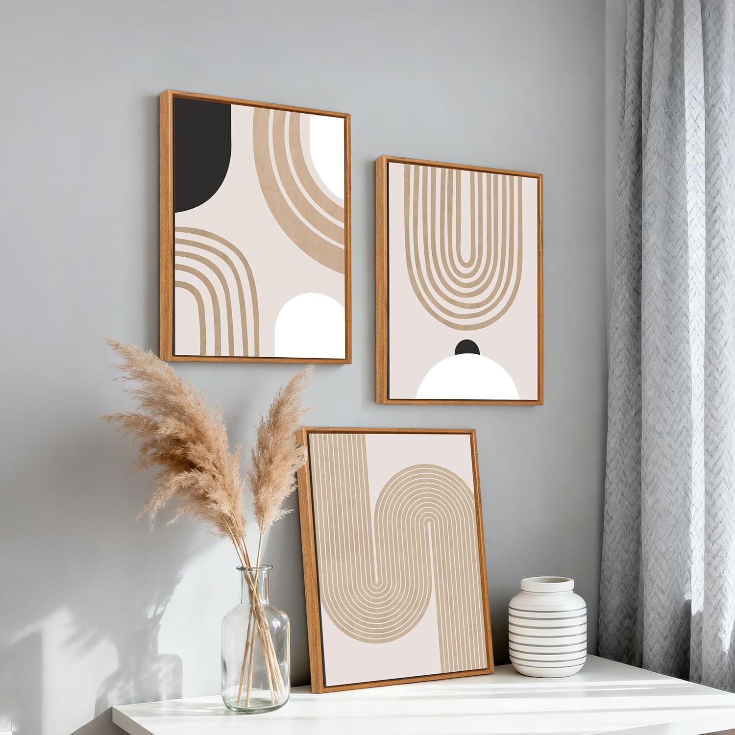 Tableaux Abstraits Minimaliste Géométriques (lot de 3 pièces)
